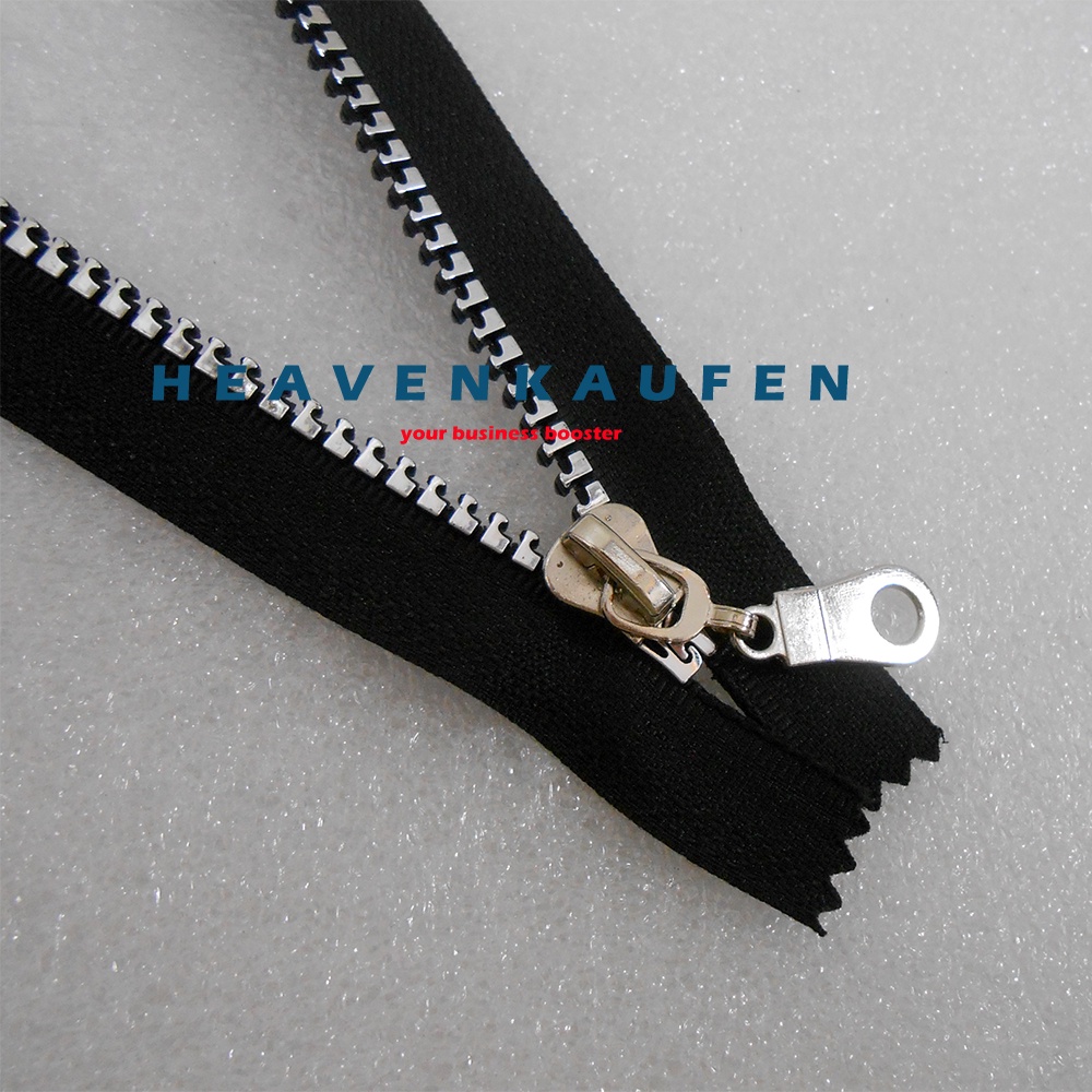 Resleting Zipper Busana Wanita 25 cm Vislon Variasi Hitam Silver Close - End Kode BS