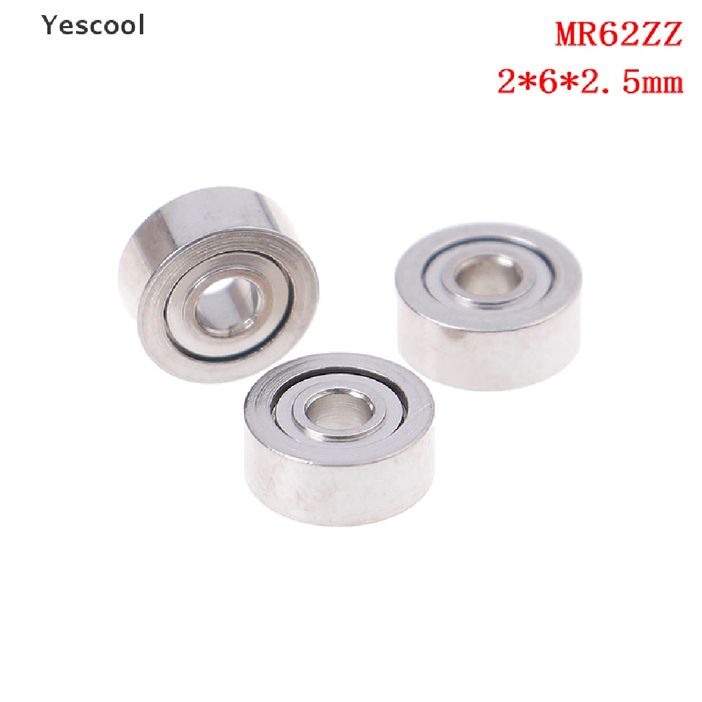 Yescool 10Pcs MR62ZZ (2X6 X 2.5mm) Bola Bearing metal mini Presisi