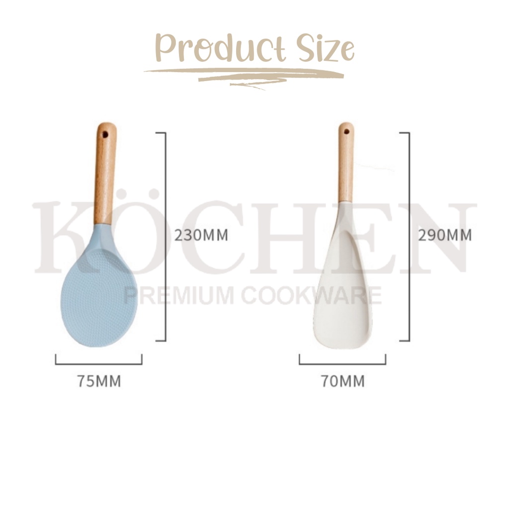 MYKOCHEN.INA Centong  SENDOK SPATULA KAYU TAHAN PANAS SOUVERNIR PERNIKAHAN KOREA PANJANG ANTI LENGKET MINI NEW Aesthetic Estetik Modern Minimalis Nordic