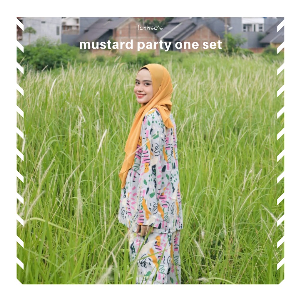 Mustard party set/baju setelan wanita lengan panjang/setelan wanita/baju tie dye/tie dye