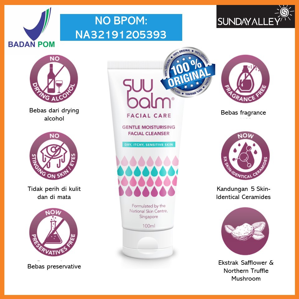 ORIGINAL Suu Balm Gentle Moisturising Facial Cleanser 100ml Sensitive + All Skin Type