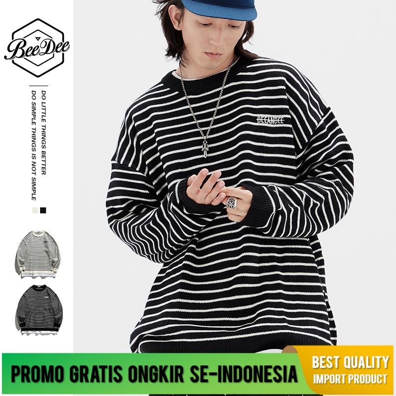 Sweater Beedee Bergaris Palsu Dua  Pria Tren   Korea Bottoming Kemeja Tipis Pria Rajut   Musim musim