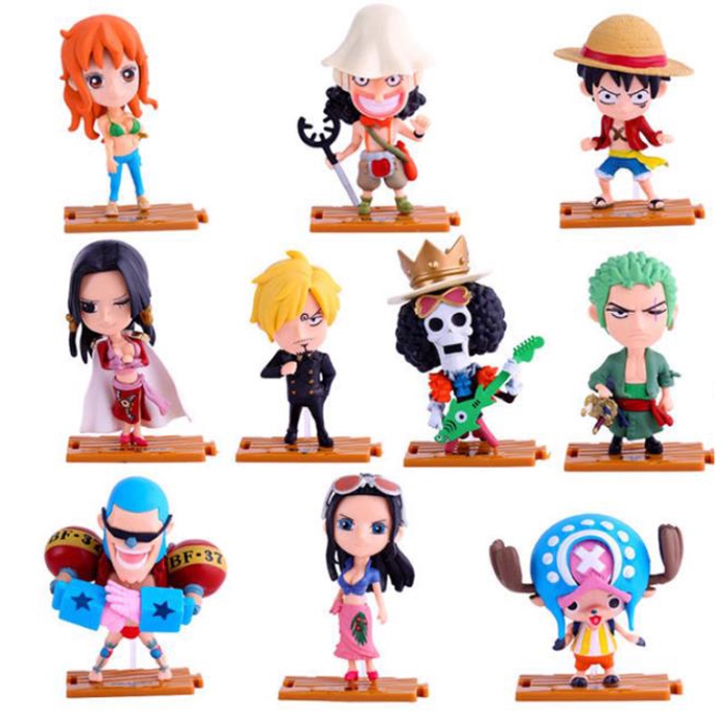 10pcs Mainan Action Figure Model Anime One Piece Luffy Zoro Nami Sanji Tony Chopper Untuk Hadiah Ulang Tahun Anak