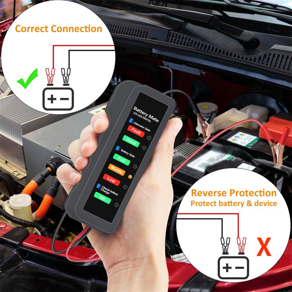 Alat Diagnostik Alternator Tester Baterai Digital 12v Dengan Lampu Led Untuk Mobil