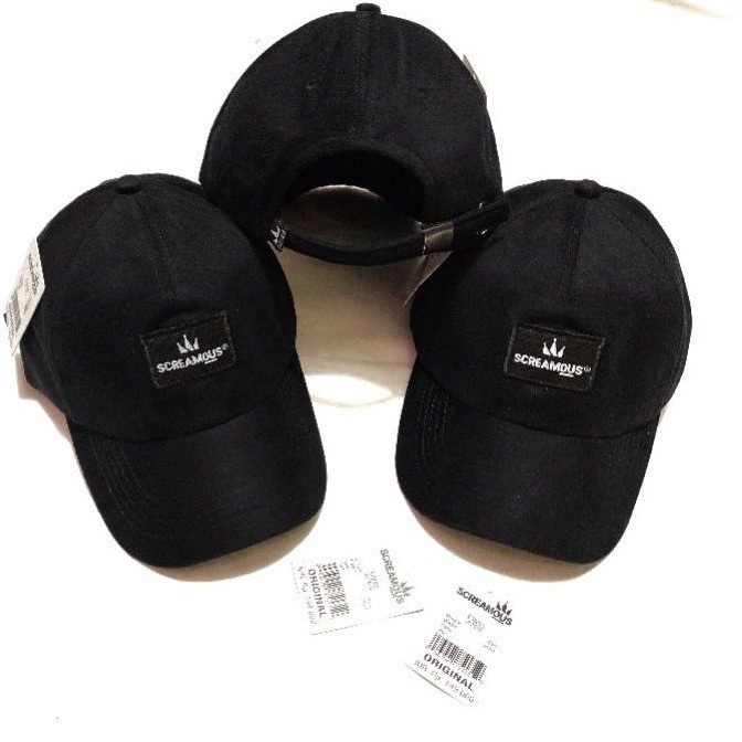 Topi Screamous Baseball Black Polocpas - Topi Distro