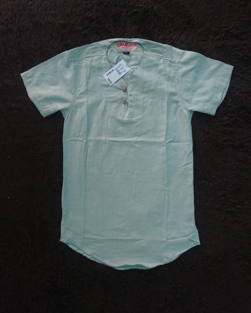 Kemeja koko/kurta anak lengan pendek warna hijau telur asin
