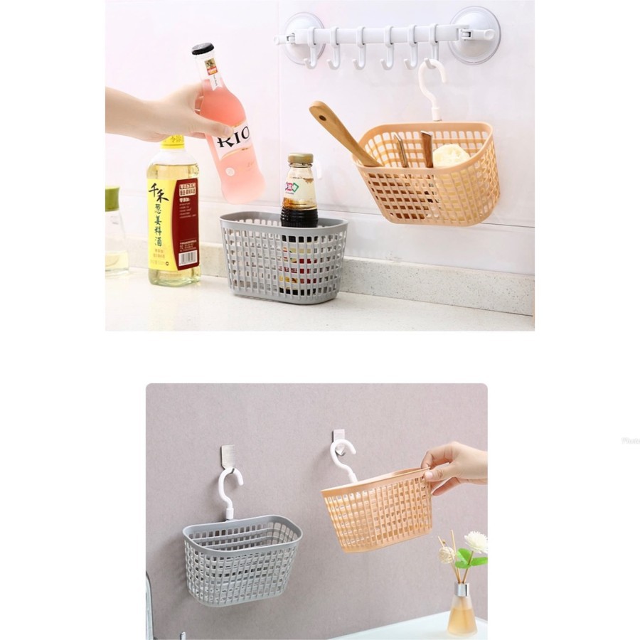 [CTSHOP]Keranjang Penyimpanan Gantung Bahan Plastik Untuk Dapur/Kamar Mandi Organizer Tempat Keranjang Wadah