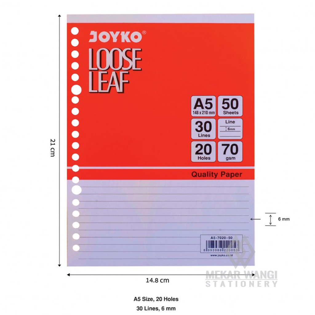 

Loose Leaf isi binder Joyko A5 50 lembar / Refill Kertas File
