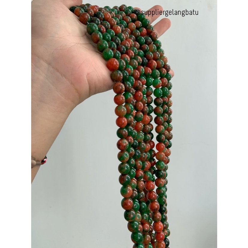 manau mangga 10mm garnet HIJAU orange aksesoris bracelet necklackle bahan kalung gelang kerajinan tangan craft manik