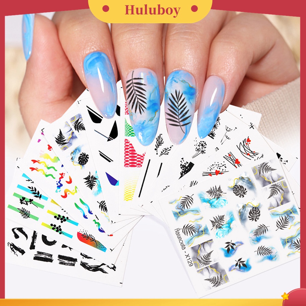 Huluboy Huluboy♡ Stiker Kuku 3D Motif Bunga Hati Untuk Manicure