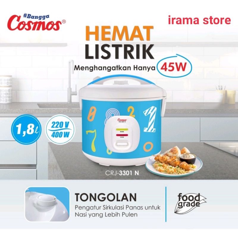 Magic Com Cosmos CRJ-3301 N / Rice Cooker Cosmos CRJ 3301 N 1.8 L