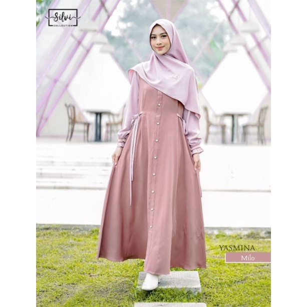 READY Gamis Yasmina Dress Set Khimar Original By Silvi Collection