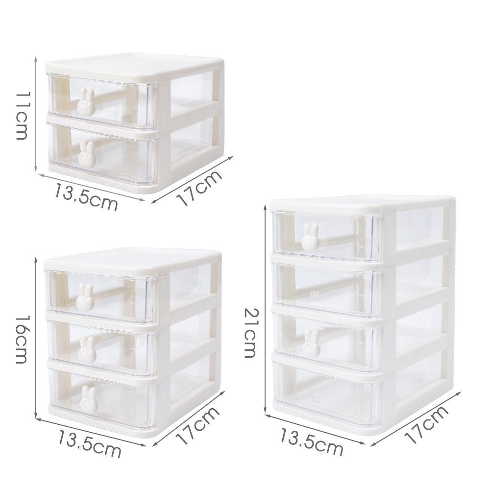 Kotak Laci Penyimpanan Perhiasan / Alat Tulis Multi layer Transparan Motif Kartun Kelinci Untuk Rumah / Kantor