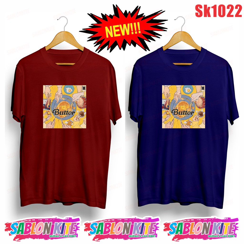 MURAH!!! KAOS KPOP BUTTER HAND SK1022 ADA 8 WARNA UNISEX COMBED 30S