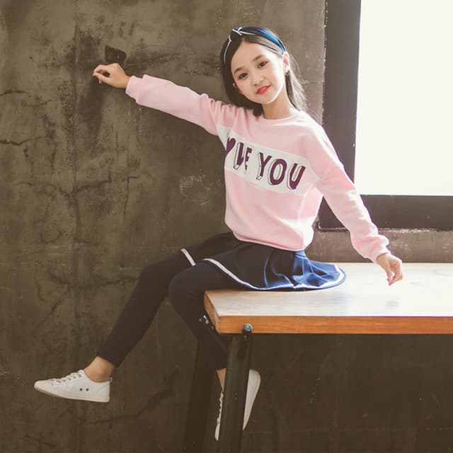 Sweater Fleece Anak Perempuan 3-9 tahun / LOVE YOU Fleece Sweater