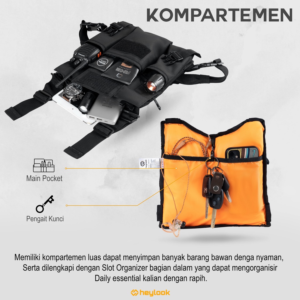 Tas Dada Tactical Chest Bag Rig Outdoor Sepeda Motor Touring Tas Pelindung Dada Pria Wanita Travelling Model Terbaru Stylish Tebal Premium UH13