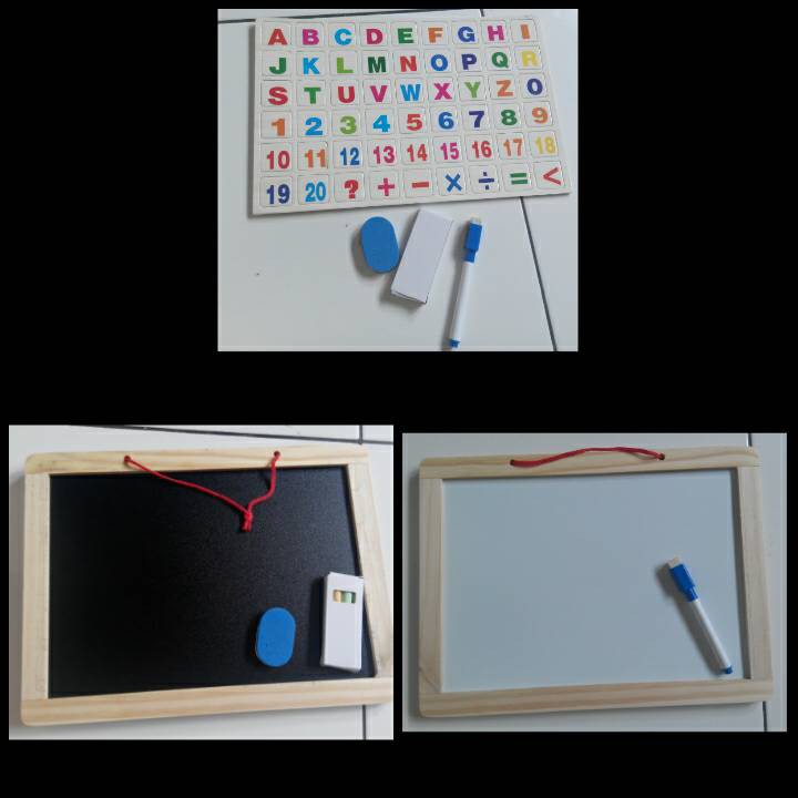 Mainan Papan Tulis Kayu Magnet Abjad & Angka