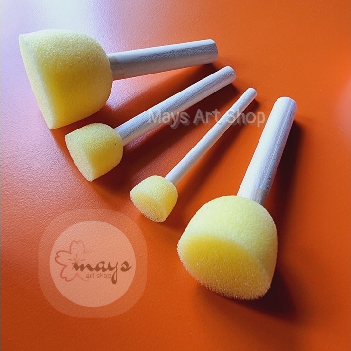 

Spons Cup Kuning Kuas Busa Lukis Set isi 4 V-Tec / Spons Spouncer Decoupage Foam Sponge Brush Stamp Vtec
