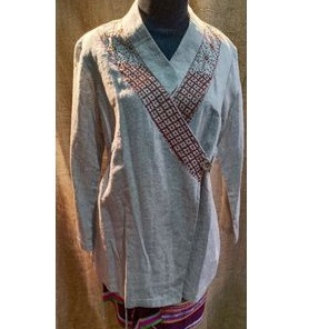 Srengenge sashiko tunik linen natural