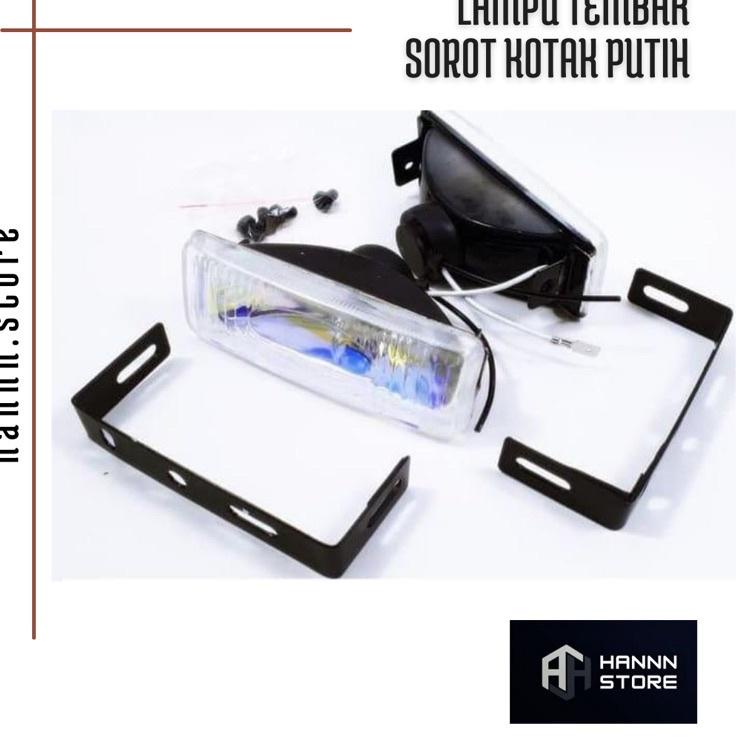 SALEE.. LAMPU KABUT FOGLAMP MOTOR MOBIL KOTAK BULAT KUNING / PUTIH / LAMPU TEMBAK HALOGEN