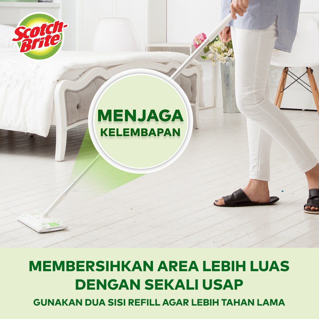 SCOTCH BRITE DRY / WET DISPOSABLE PAPER WIPER REFILLS / KAIN PEL KERING ISI ULANG EASY SWEEPER 20LEMBAR / KAIN PEL BASAH ISI ULANG EASY SWEEPER 8 LEMBAR