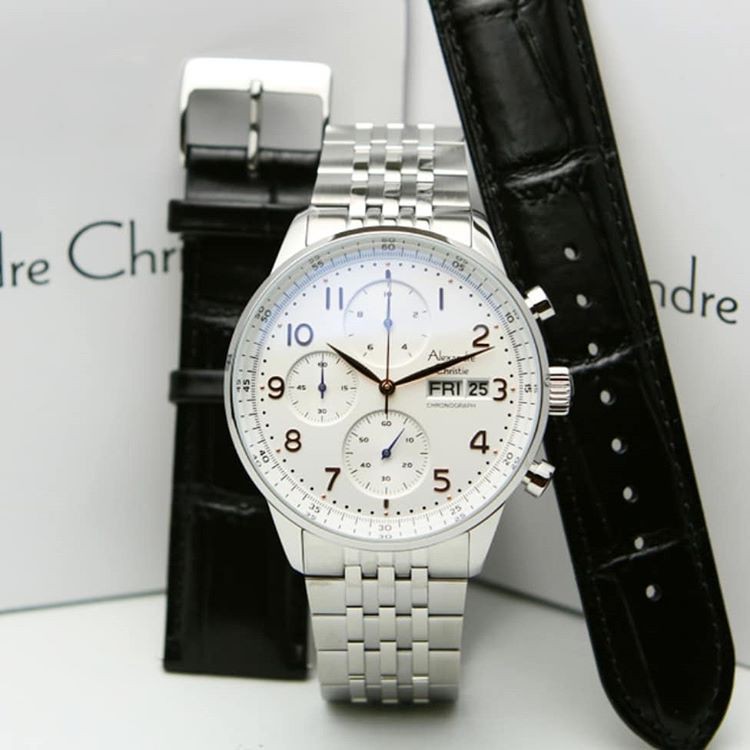 Alexandre Christie AC6492 Original Jam Tangan Pria Silver White
