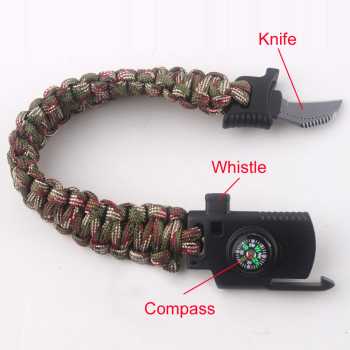 Gelang kompas Peluit Multifungsi Survival EDC Parachute Bracelet - B002-6