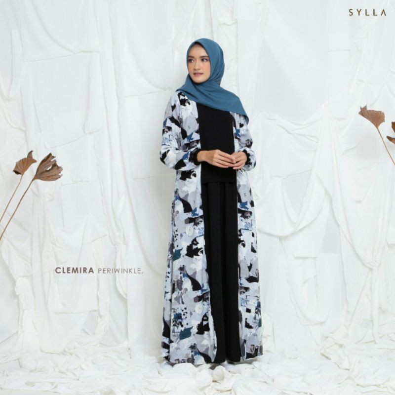 DRESS SYARI MUSLIM CLEMIRA ori by Sylla Hijab gamis premium casual busui friendly couple motif