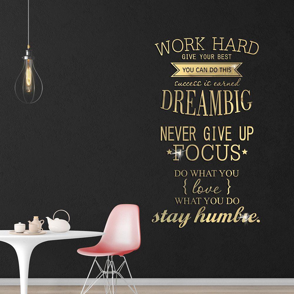 Stiker Dinding Motivasi Populer DIY Kamar Tidur Kantor Dekorasi Rumah Wall Art Sticker