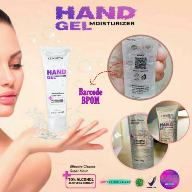 HAND GEL Moisturizer EZANETA With 70% Alcohol &amp; AloeVera Extract BPOM