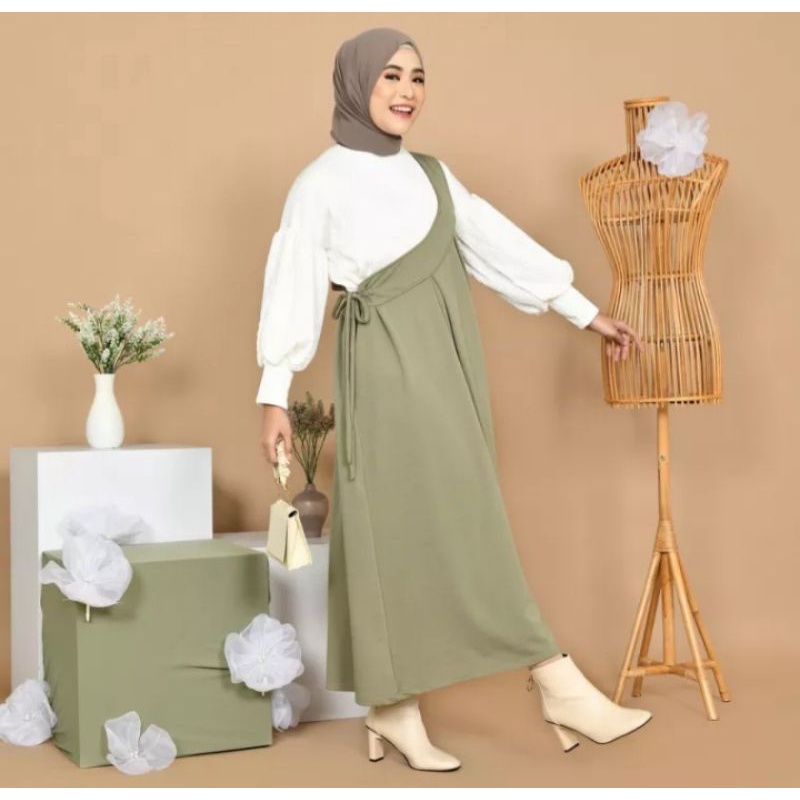 [ READY STOCK ] NURA DRESS OVERALL MUSLIM DRESS WANITA MUSLIM