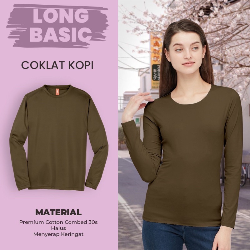 KAOS POLOS COTTON COMBED 30S LENGAN PANJANG-COKLAT KOPI (PJG)