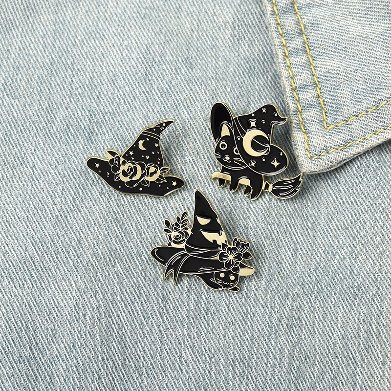 Magic Cat Pin Magic Hat Badge Brooch Lapel Pin Witch Fans Gift