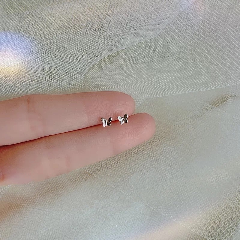 We Flower S925 Silver Geometric Deer Antler Fish Butterfly Stud Earrings for Women Girls-type B silver