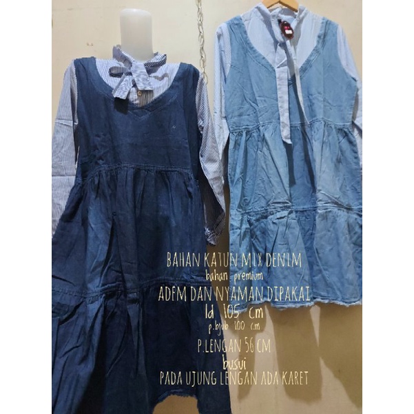 tunik katun mix denim/tunik denim premium/tunik midi/tunik babydoll