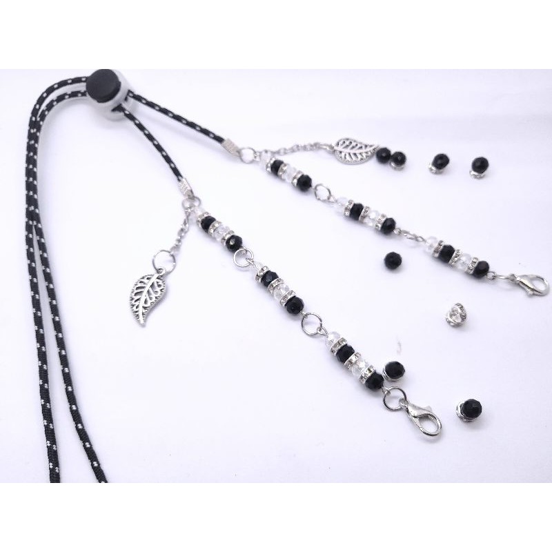 Tali masker hijab/Non. Gantungan masker strap masker chain. Strap Mask Premium kalung batu kristal
