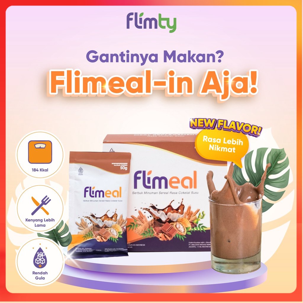 

Flimeal (Meal Replacement) 1 Box (isi 12 sachet) Coklat Susu BY FLIMTY FIBER BPOM HALAL SAMARINDA