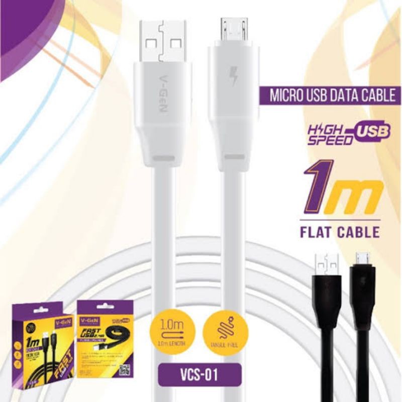 Kabel Data Micro Usb 2.4A Fast Charging Original VGen [V-CS01]