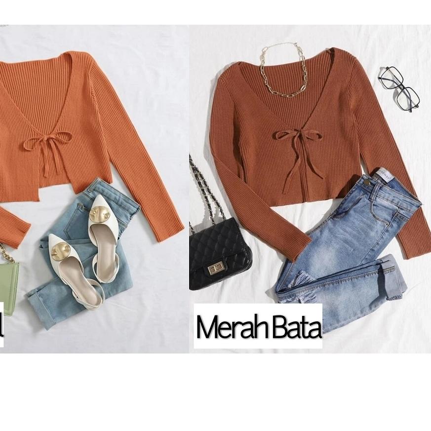 ➷ CROP TALI DEPAN ATASAN RAJUT ✫