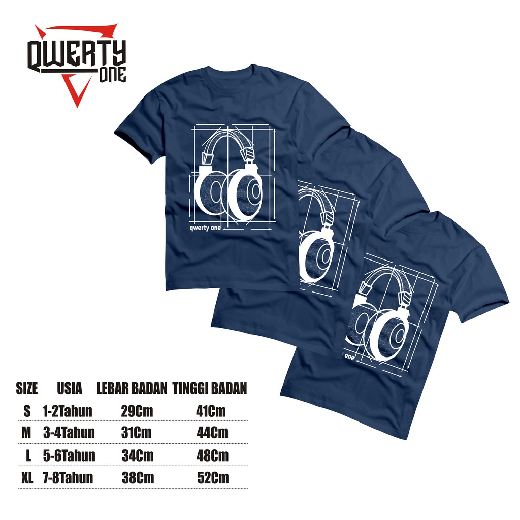 Kaos Distro Anak Headset Navy 1-10 Tahun