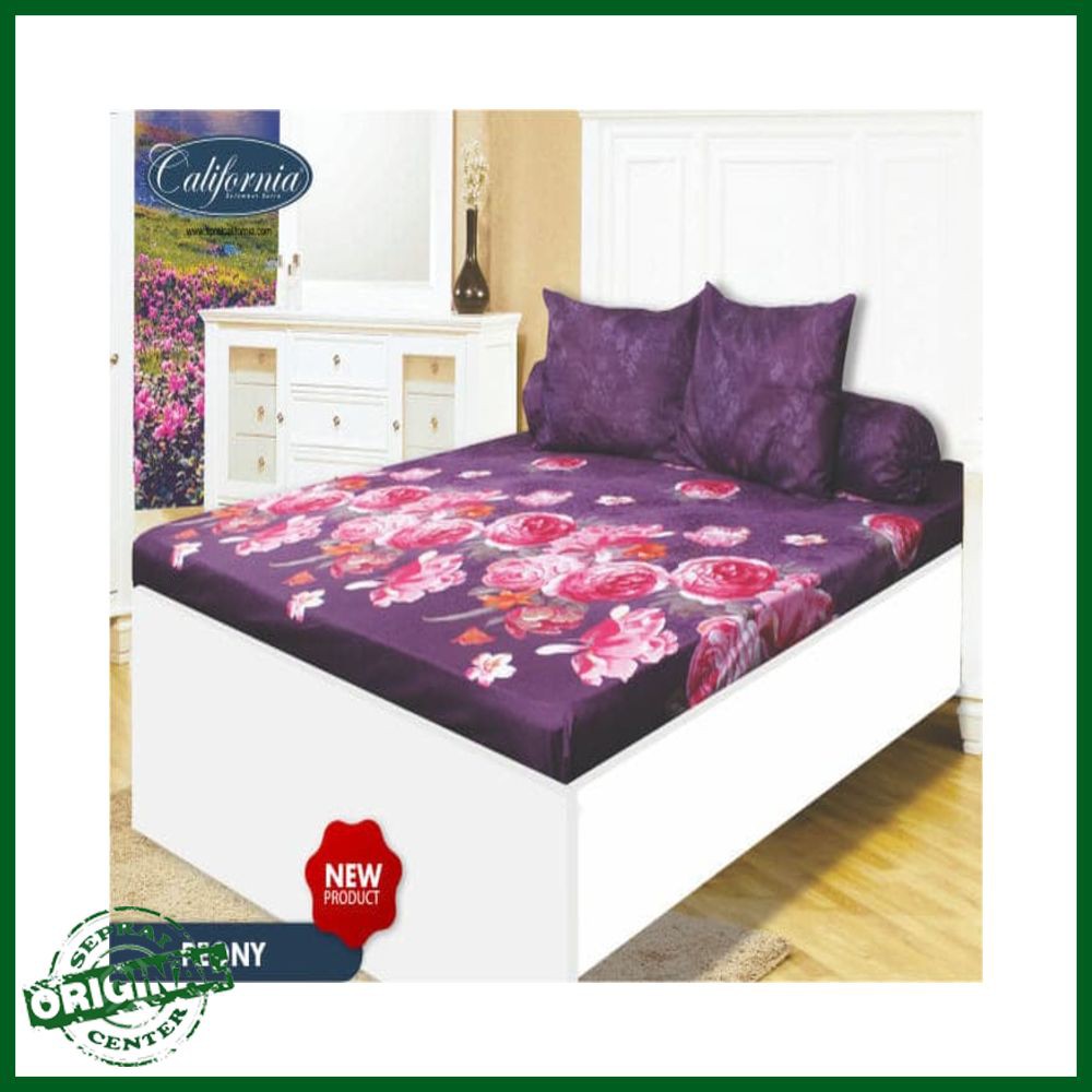 SEPRAI CALIFORNIA / SPREI CALIFORNIA PEONY No.1 KING 180 SEPRAI UNGU BUNGA KEMBANG MERAH