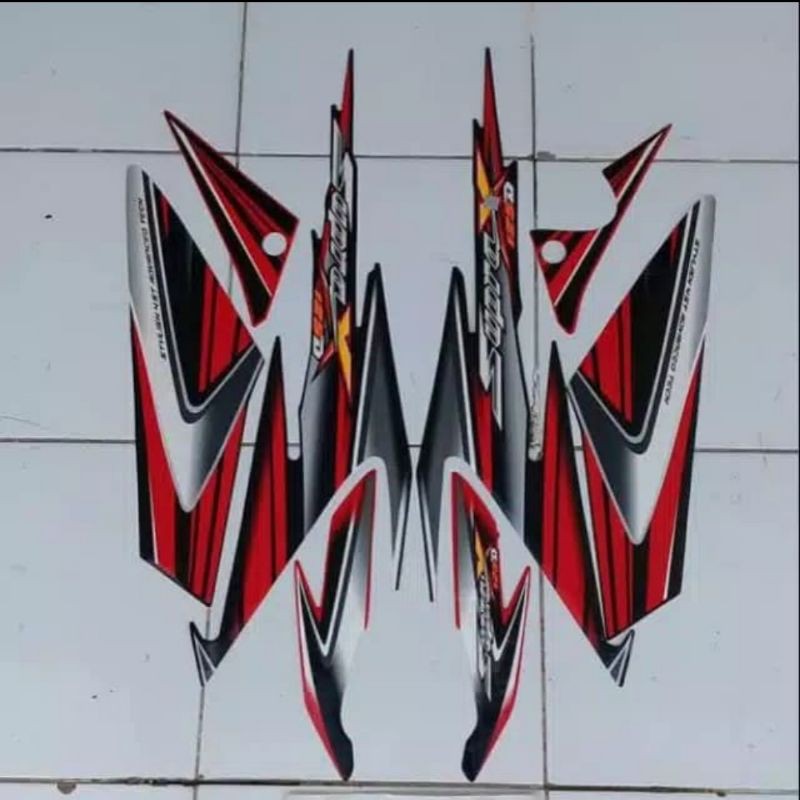 stiker striping list body supra x 125 2006 merah hitam