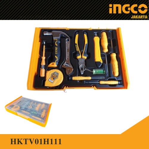 Tool Kit Set 11-Pcs Household Tools Set HKTV01H111 INGCO Box Perkakas