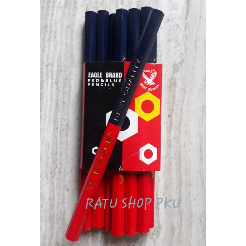 PENSIL POLA MERAH BIRU BESAR Best Quality