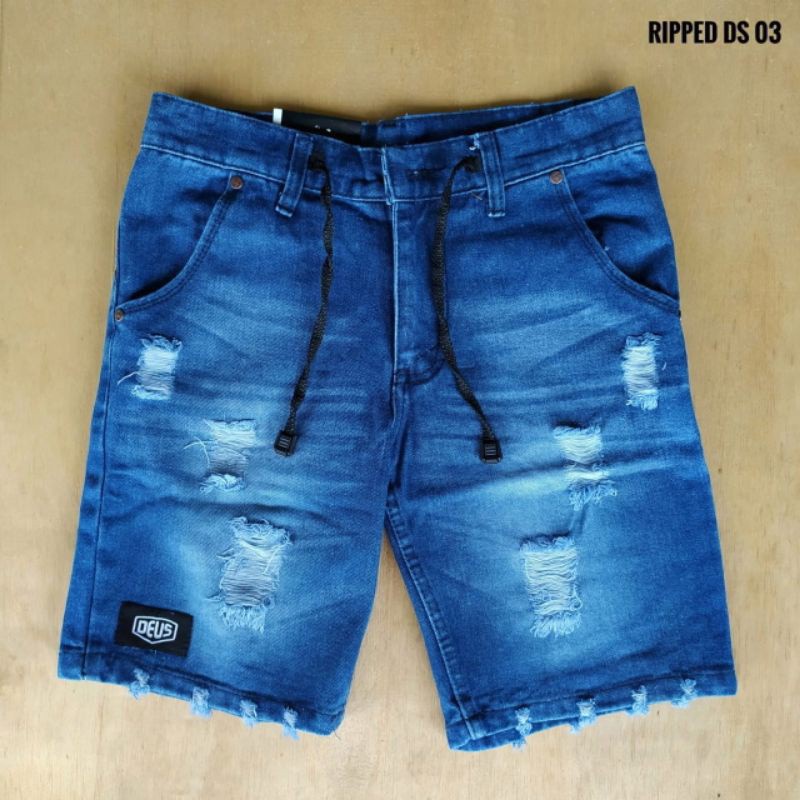 CELANA  PENDEK  JEANS PRIA SOBEK DISTRO BOARDSHORT