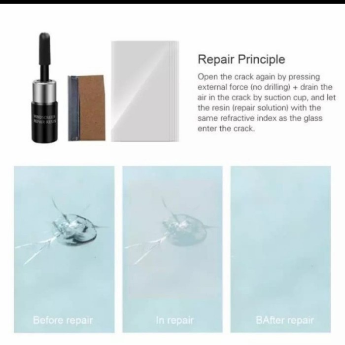 LEM KACA MOBIL RETAk HITAM Windshield Repair Kit Glass - Lem