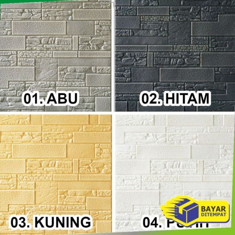 wallpaper foam premium permukaan timbul motif batu alam klasik