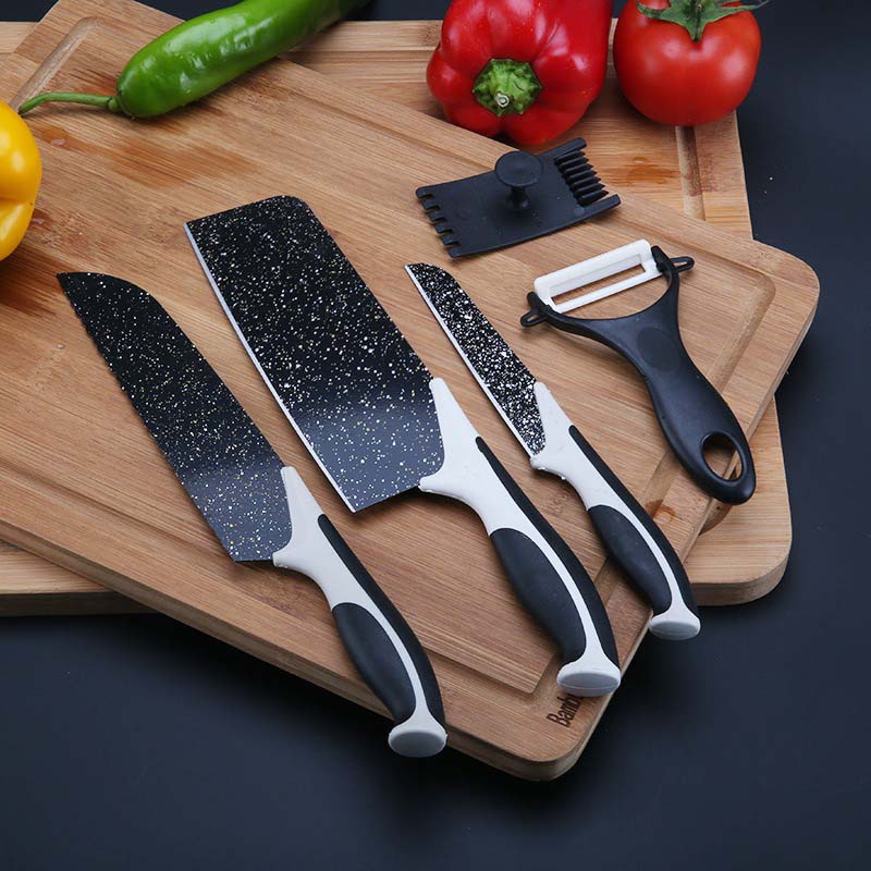 HOVELSHOP Pisau Dapur Set 5 in 1 Keramik Chef Knife Peeler Alat Pemotong Pengupas Buah Batu Maifan Tajam Anti Karat