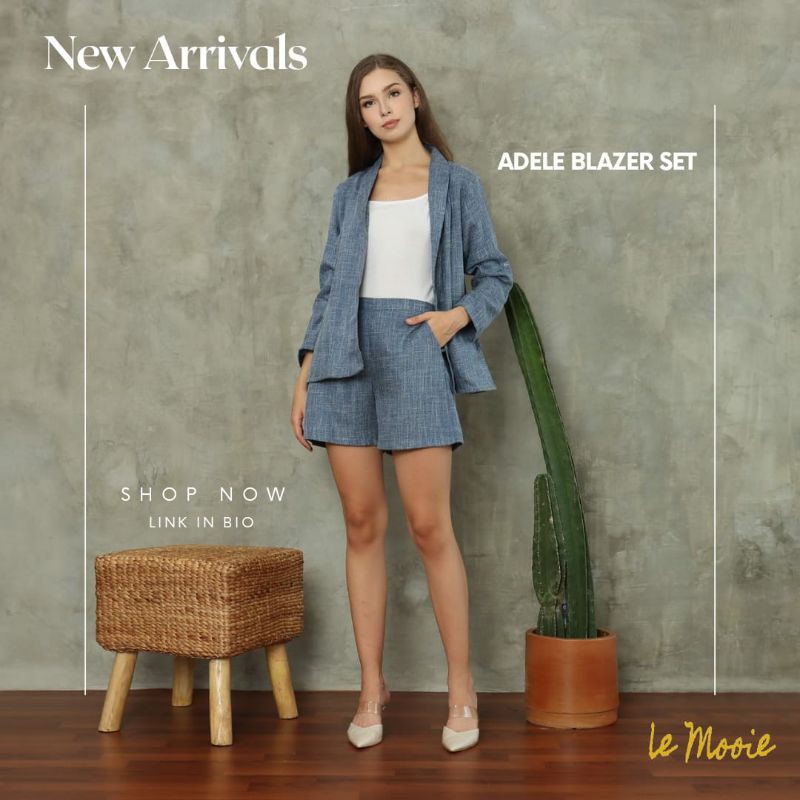 Blazer set/Blazer celana pendek/Adele blazer set/Blazer linen/Blazer santai/Blazer casual.