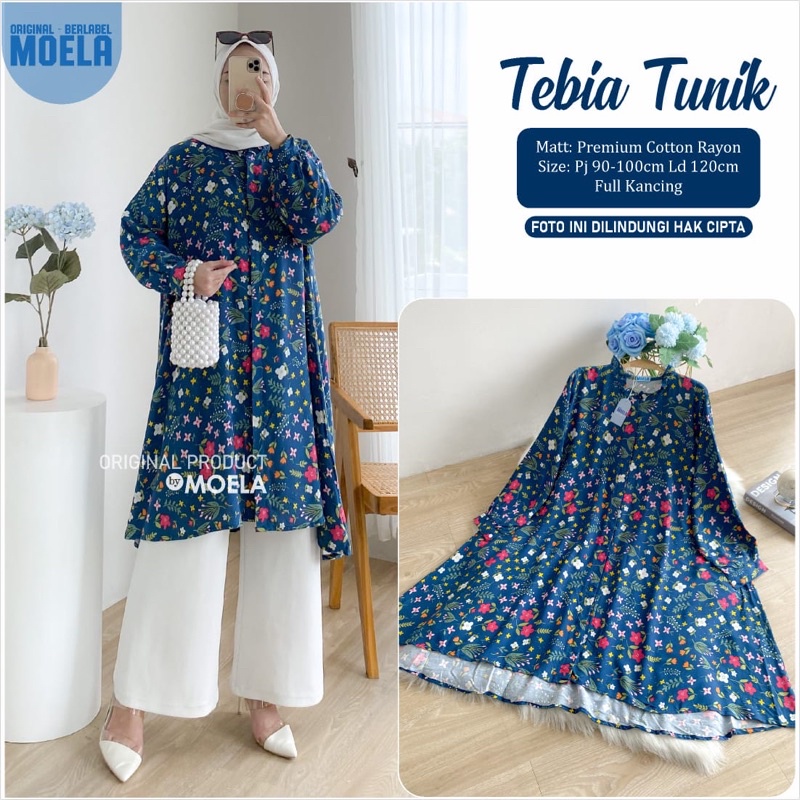 TEBIA TUNIK BY MOELA/TUNIK MURAH KEKINIAN RAYON PREMIUM BY MOELA